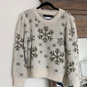 Vero Moda Cream and Brown Snowflake Sweater